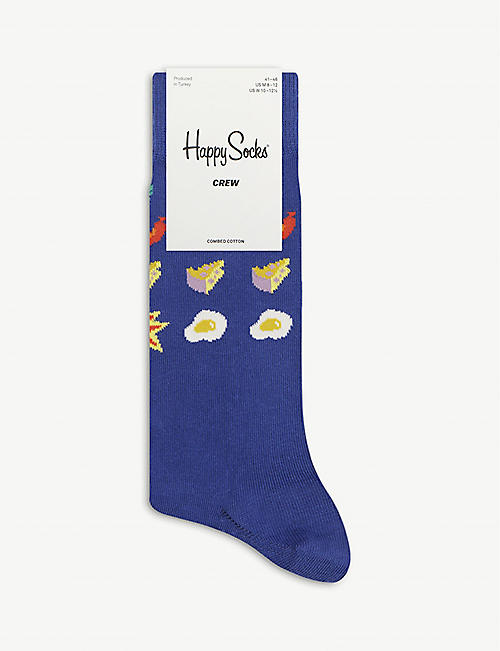 HAPPY SOCKS: Pizza Invaders graphic-print cotton-blend socks
