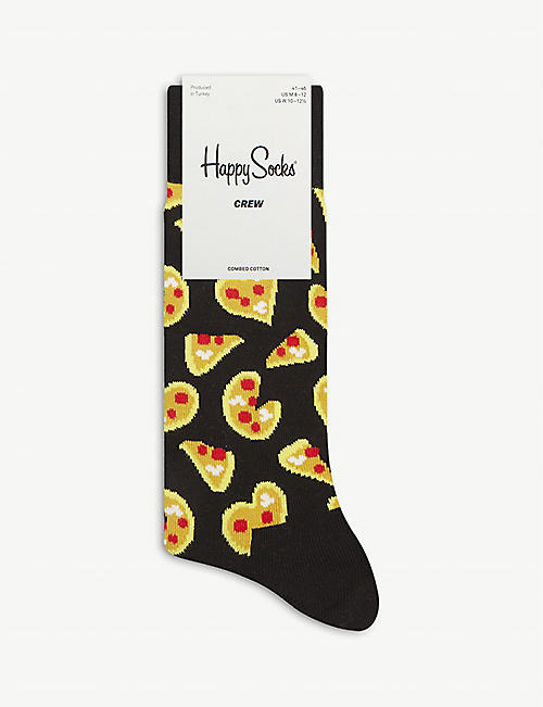 HAPPY SOCKS: Pizza Love graphic-print stretch cotton-blend socks