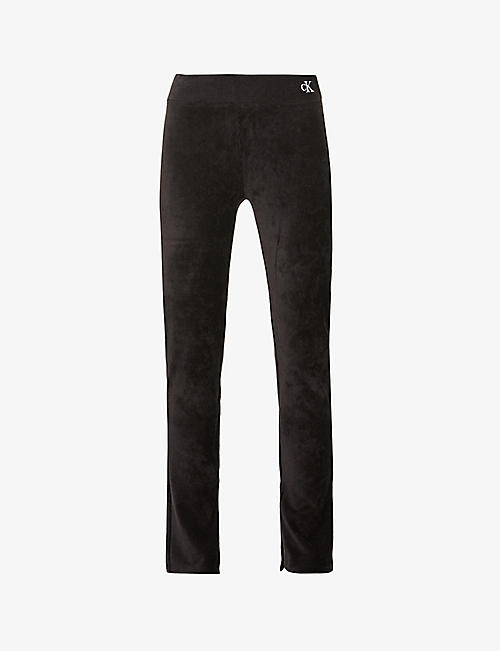 CALVIN KLEIN: Ribbed skinny mid-rise velvet trousers