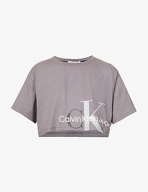 CALVIN KLEIN: Logo-print cotton-jersey top