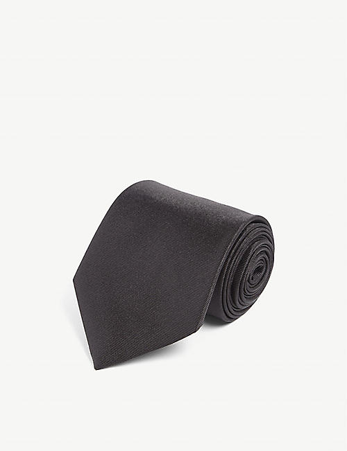 EMPORIO ARMANI: Logo-embroidered slim-blade silk tie