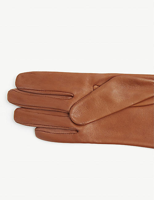 Brown Womens Accessories Gloves Royal Republiq Leather Gloves in Light Brown 