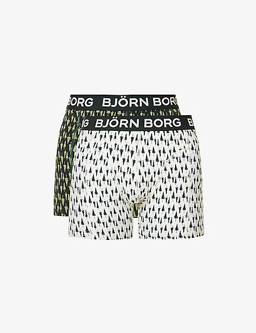 BJORN BORG: Core graphic-print pack of three stretch-cotton boxers