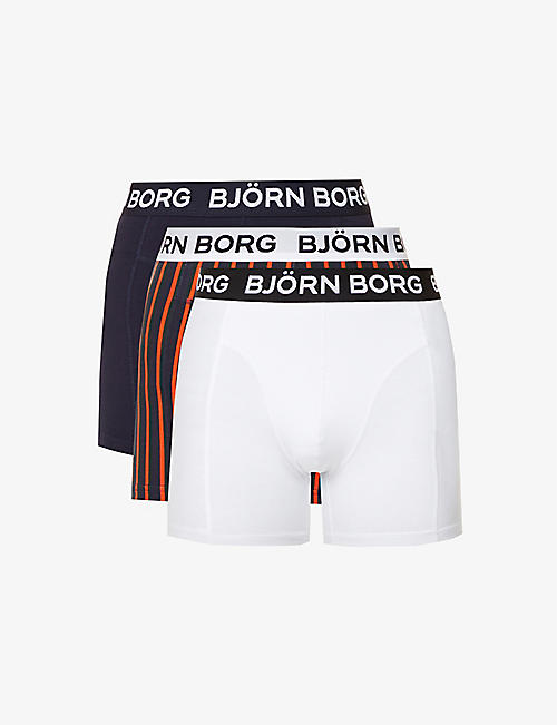 BJORN BORG: Pack of three Core regular-fit stretch-cotton boxers