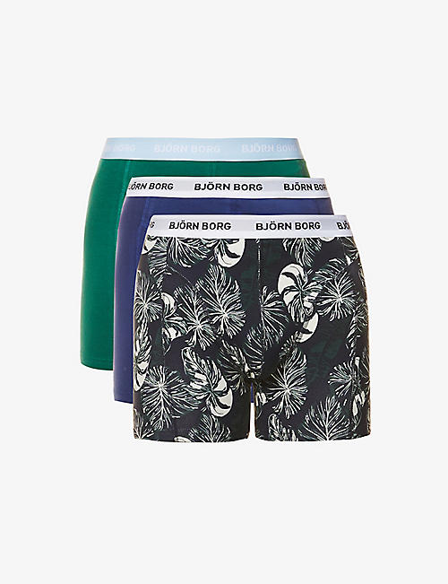 BJORN BORG: Essential pack of three stretch-cotton boxer shorts