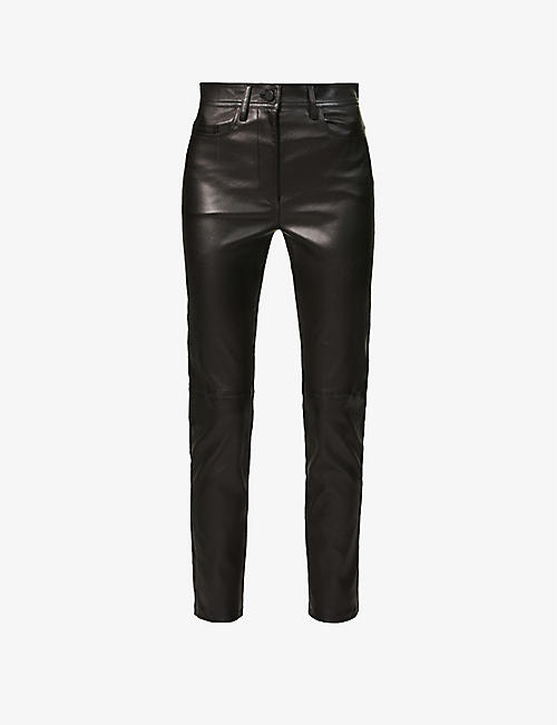 JOSEPH: Teddy tapered mid-rise leather trousers