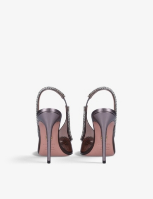 AQUAZZURA Seduction crystal-embellished leather and PVC slingback courts