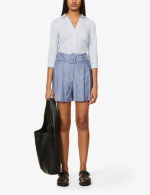 The White Company Slim-fit Organic-cotton-jersey Shirt In Blue