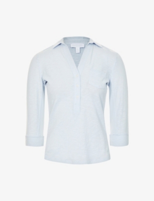 The White Company Slim-fit Organic-cotton-jersey Shirt In Blue