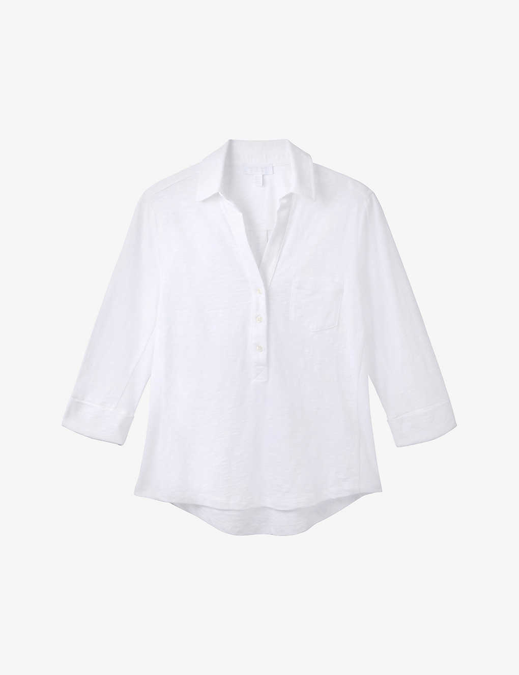 The White Company Womens White Slim-fit Organic-cotton-jersey Shirt