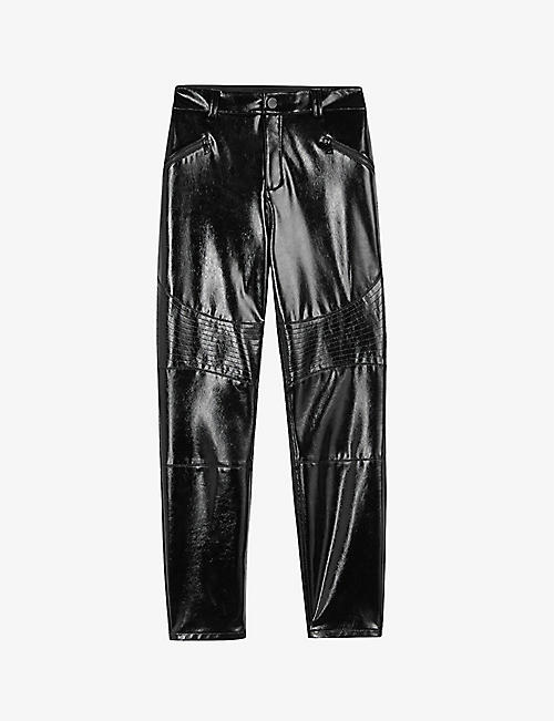 TED BAKER: Dionie slim-leg vinyl cropped trousers