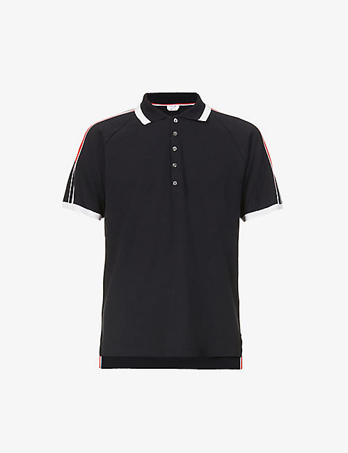 THOM BROWNE: Striped-trimmed regular-fit cotton polo shirt