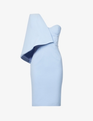 lavish alice one shoulder cape midi dress LAVISH ALICE ONE SHOULDER CAPE MIDI DRESS IN CORNFLOWER BLUE  Arelia's  Dream