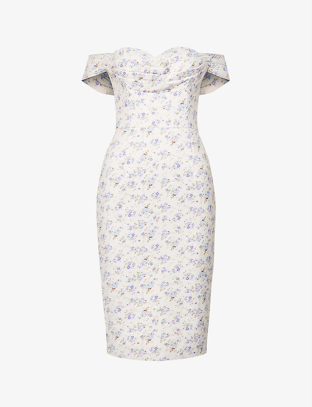 LAVISH ALICE - Bardot floral-print stretch-crepe mini dress ...