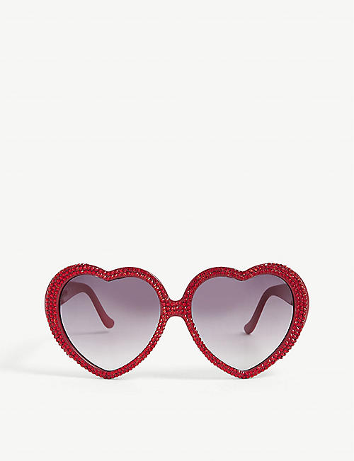 A-MORIR: Schubert embellished heart-frame acetate and crystal sunglasses