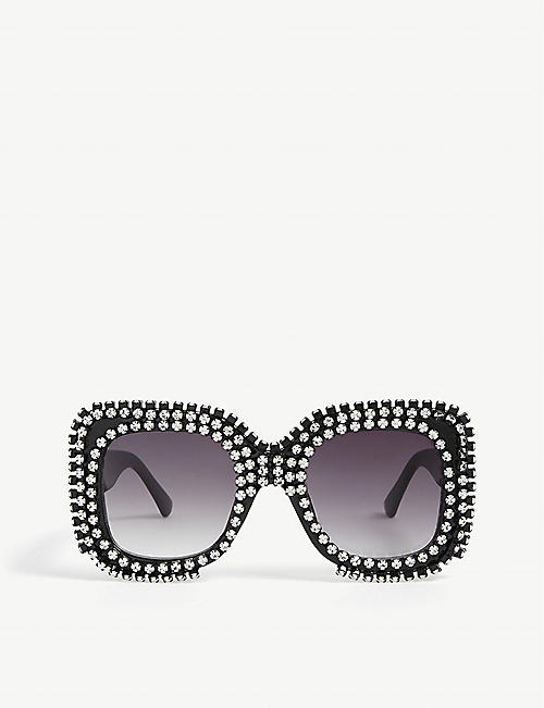 A-MORIR: Pebbles crystal-embellished square-frame acetate sunglasses
