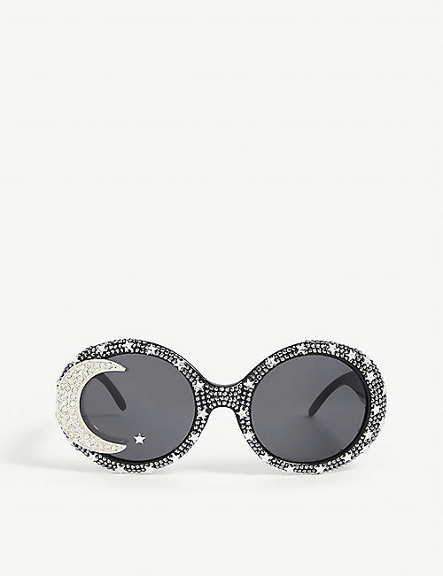 A-MORIR: Simone Swarovski crystal-embellished round acetate sunglasses