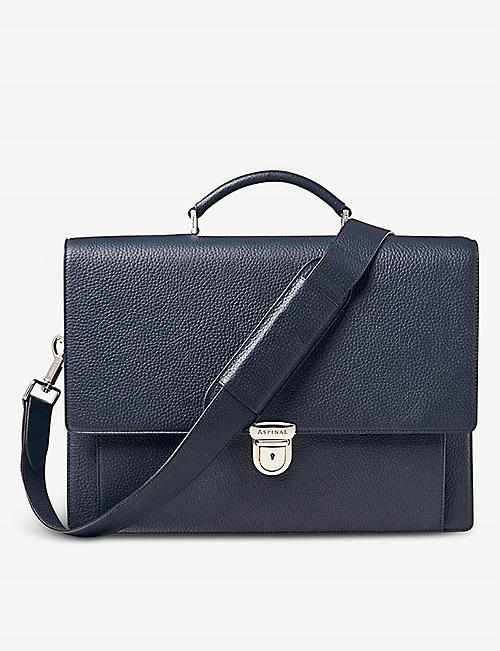 ASPINAL OF LONDON: City grained leather laptop briefcase