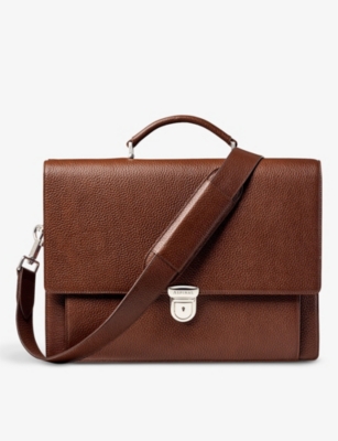 ASPINAL OF LONDON: City grained-leather messenger bag