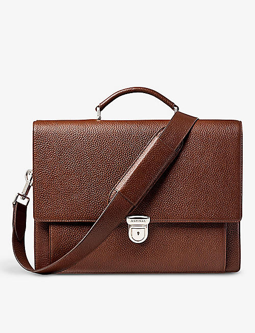ASPINAL OF LONDON: City pebbled-leather laptop briefcase