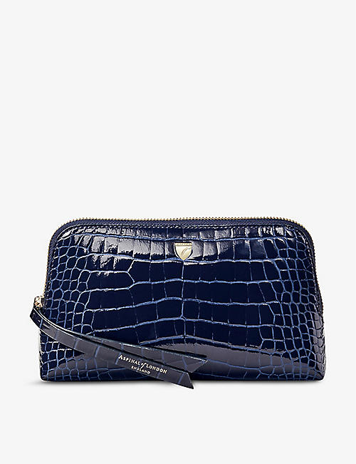 ASPINAL OF LONDON: Essential small crocodile-embossed leather cosmetic case