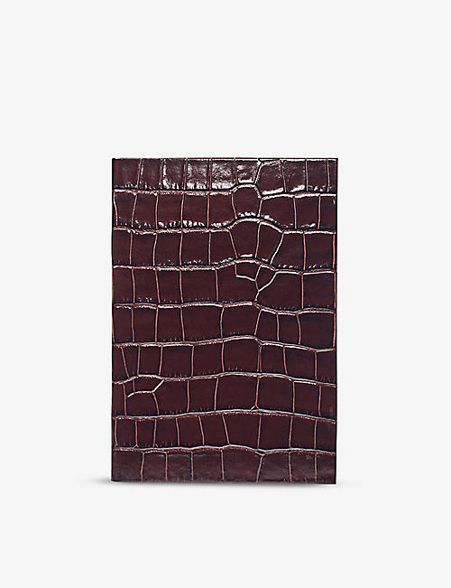 ASPINAL OF LONDON: Croc-embossed leather journal 23cm x 16cm