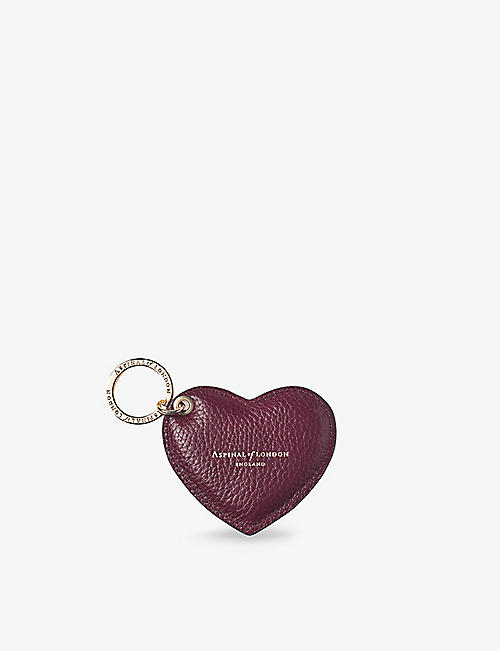 ASPINAL OF LONDON: Heart pebbled-leather keyring