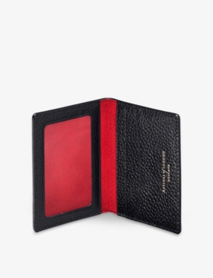 Aspinal Of London Womens Black Pebbled-leather Travel Card Holder In Black