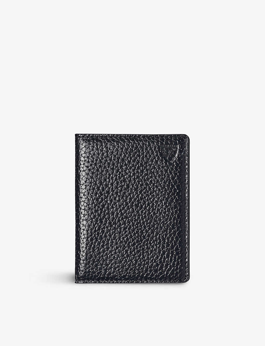 Aspinal Of London Womens Black Pebbled-leather Travel Card Holder
