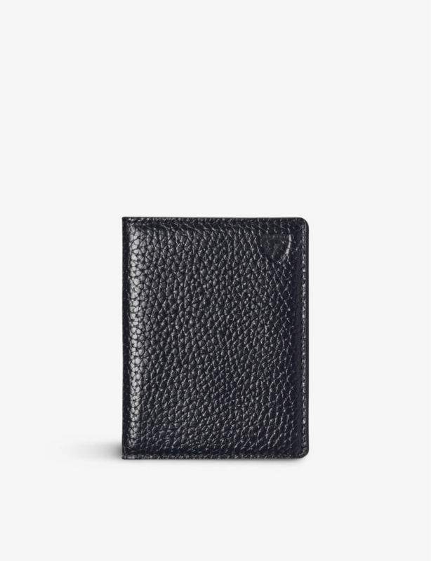 Travel logo-embellished leather card holder