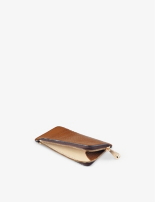 Shop Aspinal Of London Women's Tan Zipped Leather Coin And Card Holder