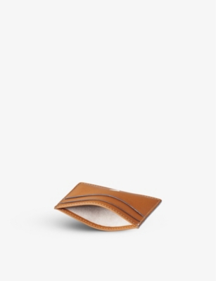 Shop Aspinal Of London Logo-embellished Leather Card Holder In Tan