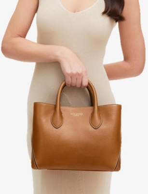 Aspinal Of London Womens Tan London Midi Pebbled-leather Tote Bag In Tan