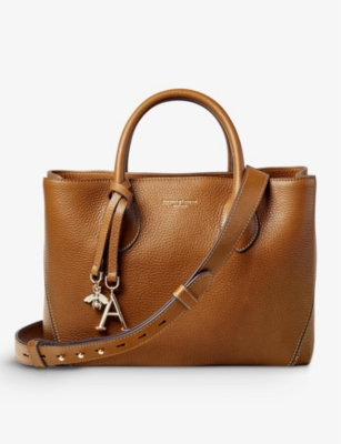 Aspinal Of London Womens Tan London Midi Pebbled-leather Tote Bag