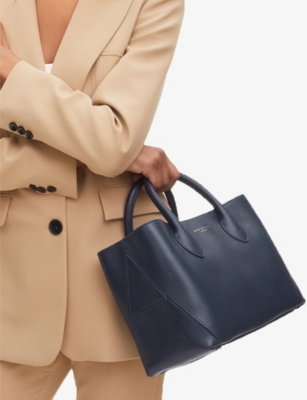 Aspinal Of London Womens Navy London Medium Leather Tote Bag In Navy