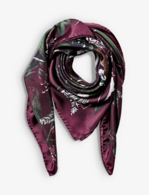 ASPINAL OF LONDON: Woodland graphic-print silk scarf