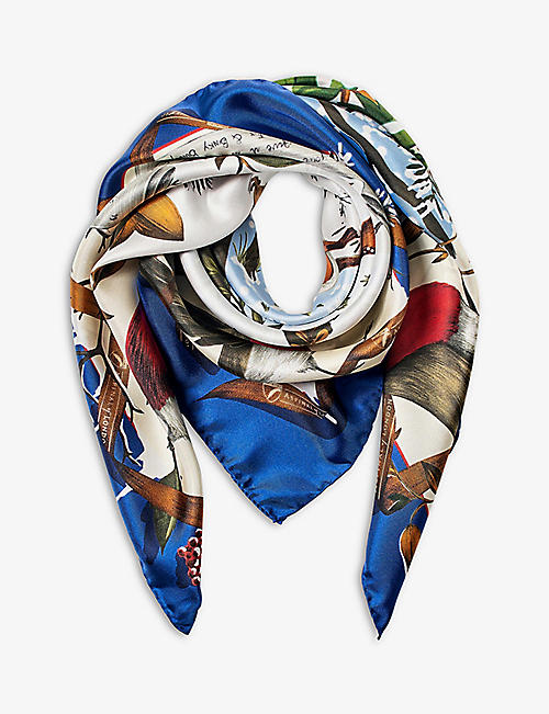 ASPINAL OF LONDON: Woodland-print silk scarf