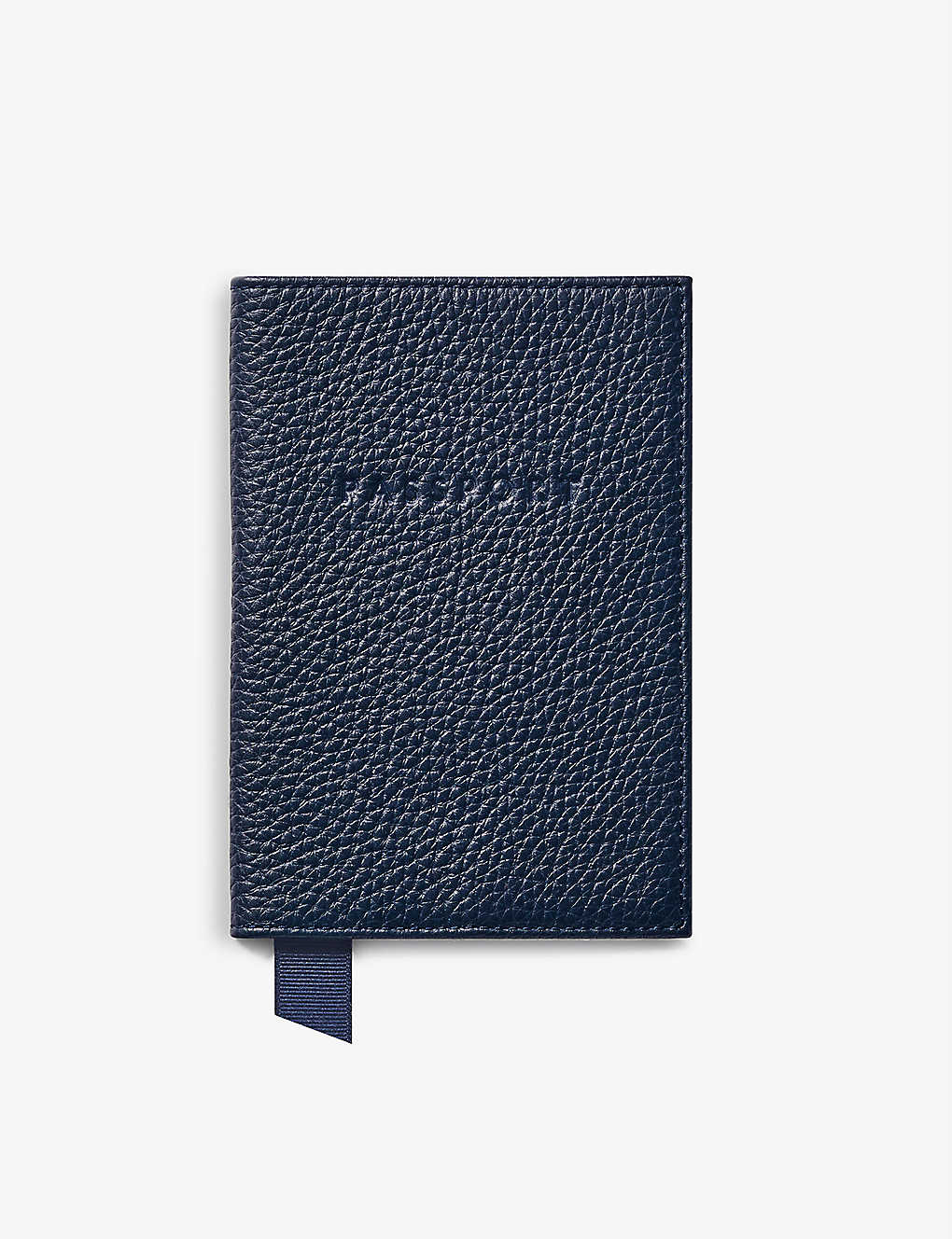 Aspinal Of London Navy Brand-debossed Grained-leather Passport Cover