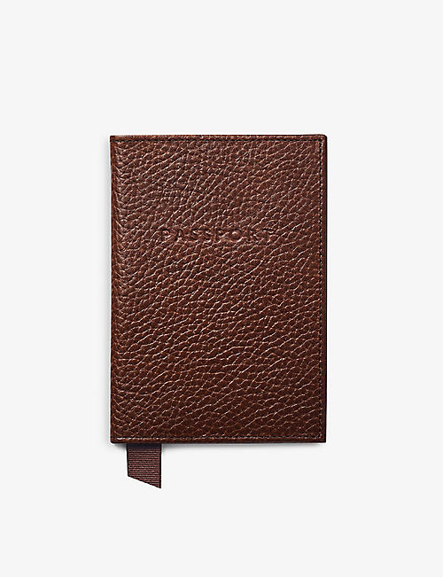 ASPINAL OF LONDON: Brand-debossed grained-leather passport cover