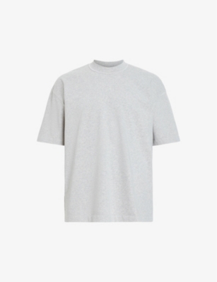 Shop Allsaints Men's Grey Marl Isac Oversized Crewneck Cotton T-shirt