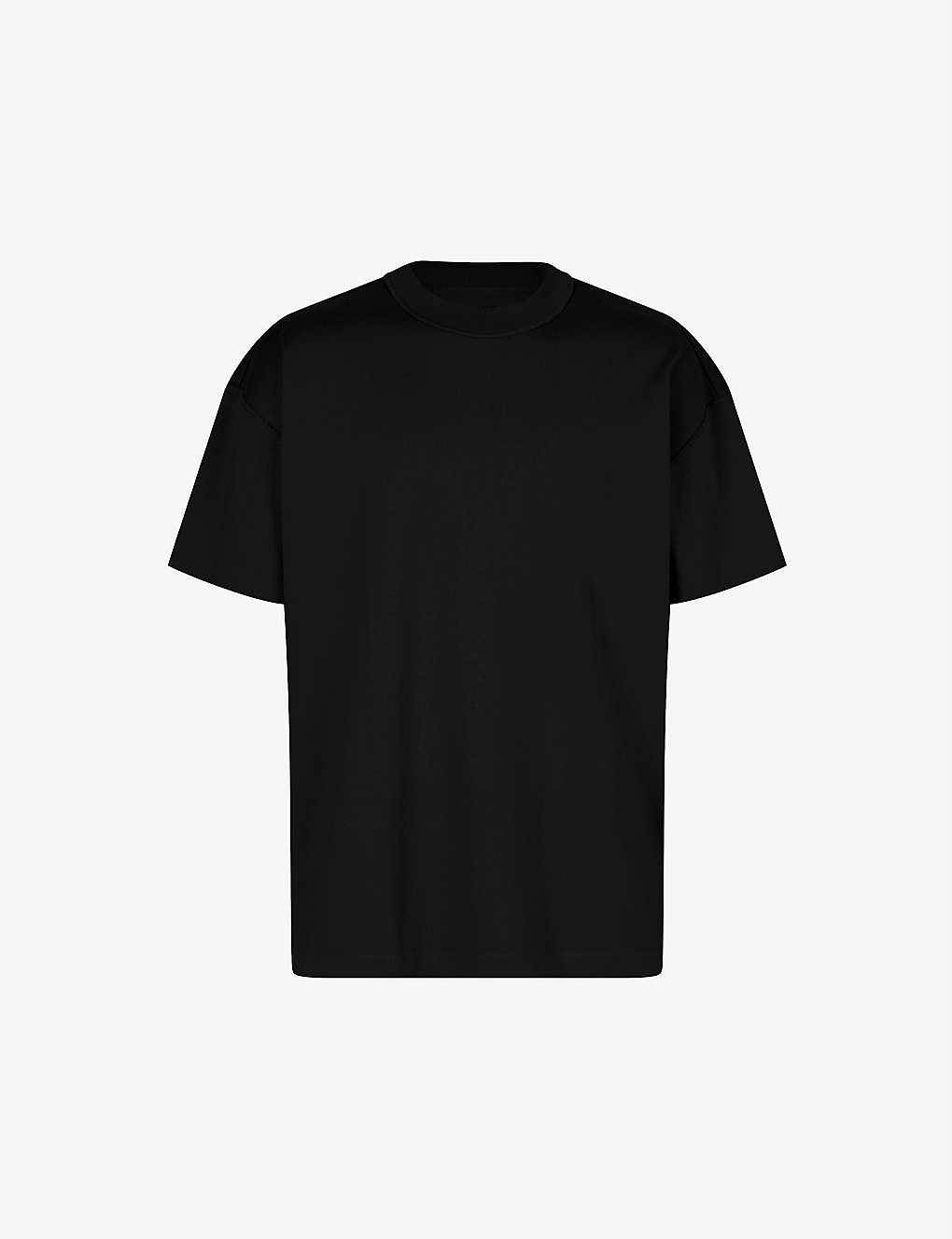 Shop Allsaints Men's Jet Black Isac Oversized Crewneck Cotton T-shirt