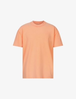 Allsaints Mens Sicilia Orange Isac Oversized Crewneck Cotton T-shirt