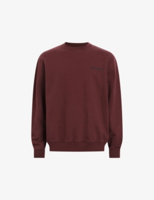 Allsaints Underground Logo Organic Cotton Graphic Sweatshirt In Mars Red