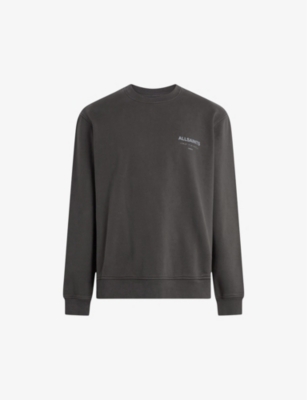 Shop Allsaints Underground Graphic-print Cotton Sweatshirt In Shaded Grey