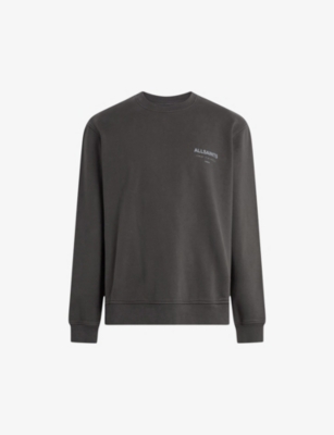 Allsaints Mens Shaded Grey Underground Graphic-print Cotton Sweatshirt In Shaded Grey
