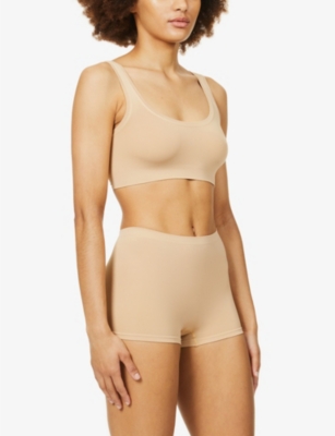 Shop Hanro Womens Beige Touch Feeling Cropped Stretch-jersey Bra In Nude (lingerie)