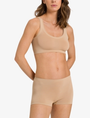Hanro Womens Touch Feeling Crop Stretch-woven Top Coffee Quartz In Brown