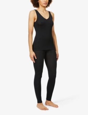 Hanro Woolen V-neck Wool-silk Blend Top In Black
