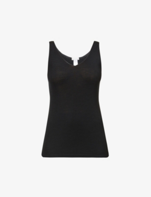 HANRO: Woolen V-neck wool-silk blend top