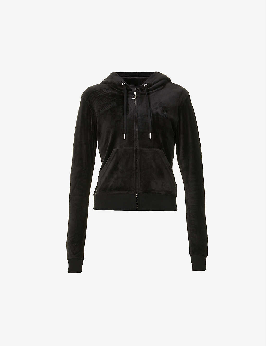 Juicy Couture Robertson Logo-embroidered Velour Hoody In Black